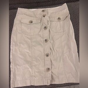 Banana Republic Button Front Khaki Pencil Skirt Womens 4 Casual Utility Modern‎